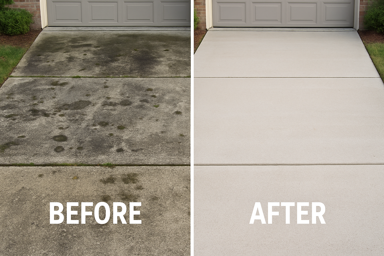 driveway pressure washing photos before and after
